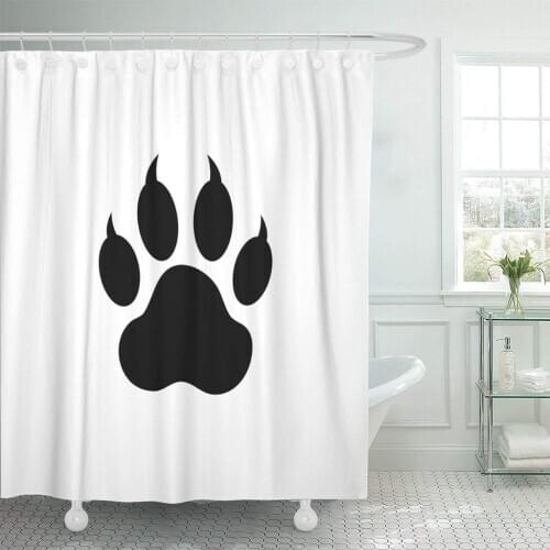 Tiger Paw Cat Bear Dog Foot Footprint Shower Curtain Waterproof Polyester Fabric 72 x 72 Inches Set with Hooks