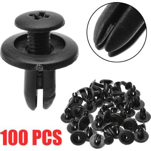 100pcs 6mm CO5 Auto Car Plastic Rivets Clips Car Retainer Kit Fender Bumper Clips Retainer Fastener Universal For Car Black