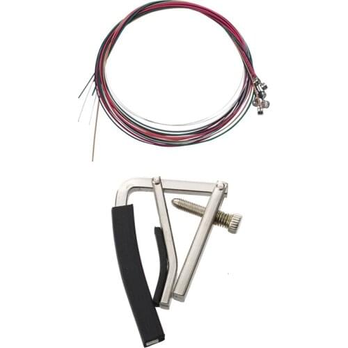 1Set Rainbow Colorful Color String for Acoustic Guitar & 1x CAPO Capo Clamp Trigger Alloy for Low Folk Acoustic Guitar