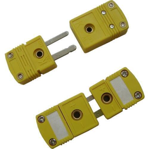 20Pairs Per Lot Mini Thermocouple Connector K type Yellow Color Flat pin Male and Female