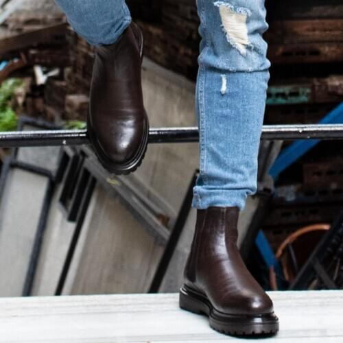 IBAY DAVIES mens Brown Genuine Leather casual boots