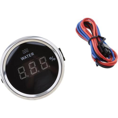2x Marine Boat Digital Water Level Gauge 0-190ohm 0-100% 52mm 316L Black Chrome