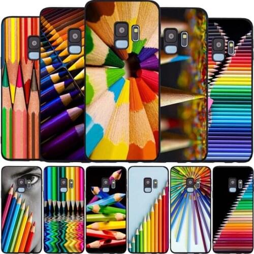 Colored pencils black Soft phone Case For Samsung S20 S10 S9 S8 S7 edge Plus Lite Note 8 9 10 A6 A7 A8 A9 2018 Cover