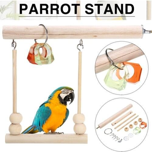 Wooden Parrot Bird Cage Perches Swing Toys And Accessories Tree Branch Pet Budgie Hanging Parrot Perches Stand Playstand