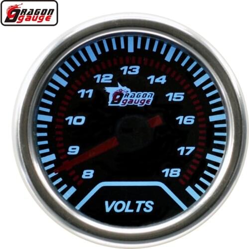 Dragon 52mm White Blacklight Motor Auto Car Volt Gauge 8-18V Voltage Pointer Meter Styling Free Shipping
