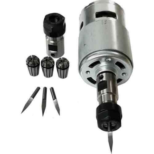 775 DC Motor 12-36V 4000-12000 RPM Ball Bearing Spindle Motor with ER11 Extension Rod Carving Knife for CNC Router Machine