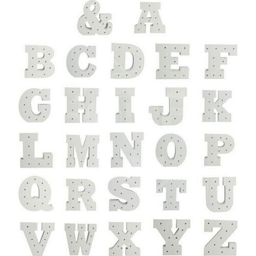 Hot White wooden letter LED Marquee Sign Alphabet LIGHT UP night light Indoor WALL Decoration Wedding Party Window Display Light