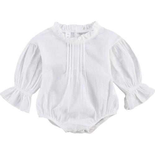 Baby Girl Rompers Autumn Princess Newborn Baby Clothes White Puff Long Sleeve Jumpsuit Kids Baby Outfits Clothes