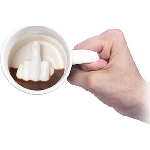 Creative Middle Finger Funny Mugs for Coffee Milk Tea Cups Cafe Mug White Mugs Fashion Novelty Gifts