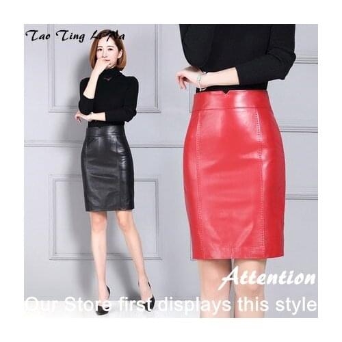 Top brand Autumn Women New and Winter Over the Knee Pure Genuine Sheep Leather Skirt K92 high quality