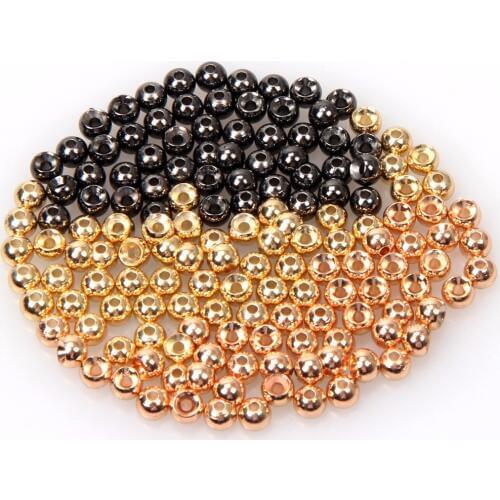 Fly Tying Material Gold Copper Black Nickle Tungsten Bead Fly Tying Beads Fly Fishing Nymph Head Ball Beads 50pcs / lot