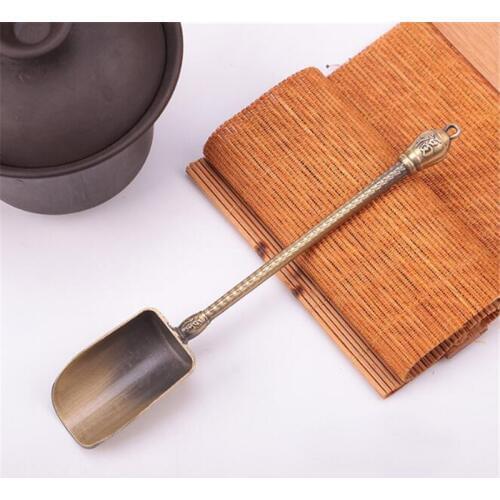Metal Chinese Tea Spoon Position Copper Tea Scoop Shovel Tea Leaves Chooser Holder Chinese Kung Fu Tea Accessories Tools