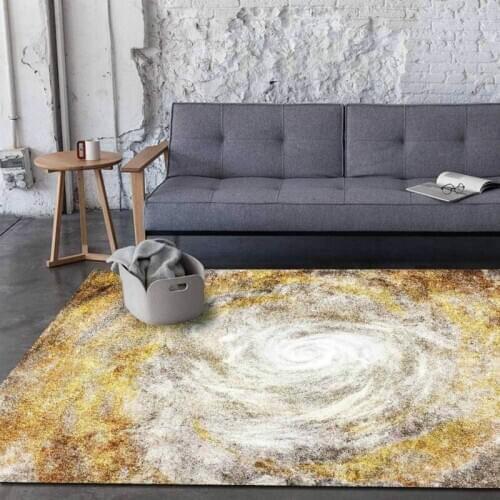Fashion Nordic Modern Abstract Gold Gray Whirlpool Living Room Bedroom Bedside Carpet Floor Mats Custom