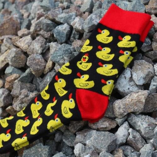 Men Cartoon Hip Hop Cool yellow duck socks Cotton Skateboard Sock Art Funny Socks personality tide pet elf sox Casual for lovers