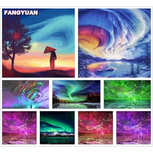 Nature Scenic 5D Diy Diamond Art Painting By Number Fantasy Aurora Embroidery Diamond Mosaic Cross Stitch Kit Home Decoration