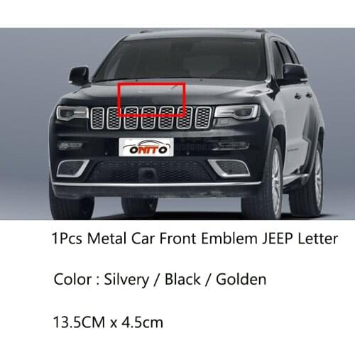 1Pcs Auto Car Front Hood Emblem Head Bonnet Decal Badge Front Letter Sticker for Cherokee Rubicon Wrangler Gold/Black/silvery