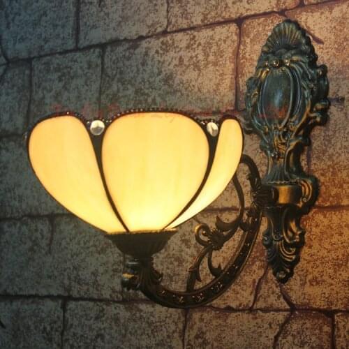 Tiffany euro-bar wall lamp light fashionable bedroom berth lamp study yellow corridor lamp glass restoring ancient ways
