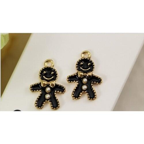 New arrived Trendy Pearls/bowknots decoration cartoon dolls shape alloy drop oil gold-color charms diy earring/bracelet pendant