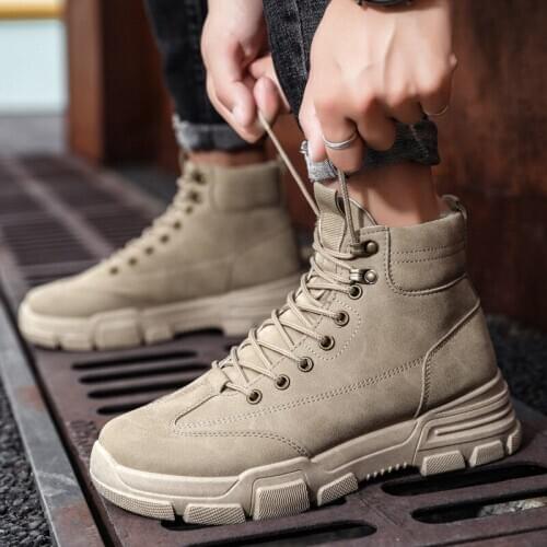 Autumn high top Martin boots mens British Style Mens shoes Korean fashion mens work wear boots casual students' shoes