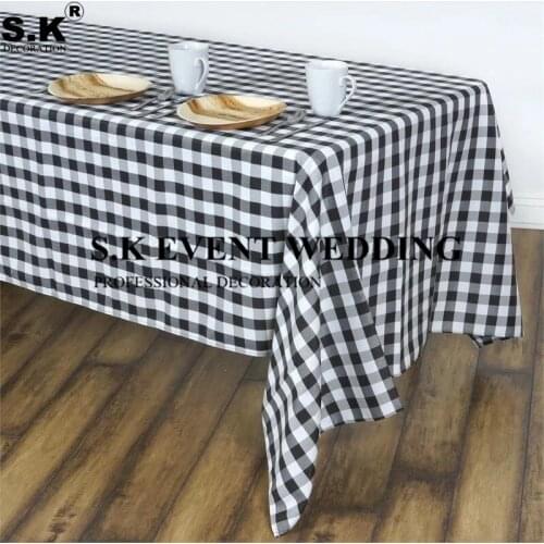 Wholesale Price Plaid Tablecloth Rectangular Checkered Polyester Table Cloth For Wedding Banquet Event Home Decoration