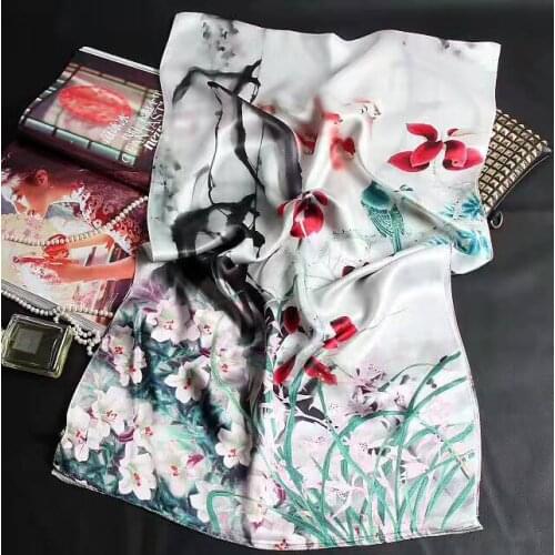 [SLKSCF] 180X55CM Popular silk satin hijab Real Silk Scarf