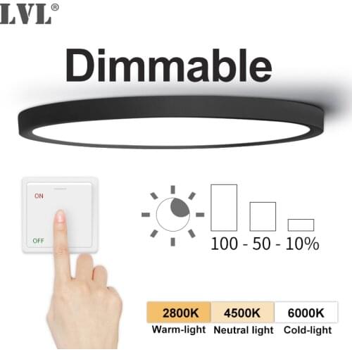 Modern LED Dimmable Ceiling Light Black 18W 24W 32W With 3 Color 2800K 4500K 6000K For Livingroom Bedroom Bathroom Ceiling Lamp