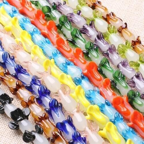 5pcs 20x10mm Chinese Cabbage Shape Handmade Lampwork Glass Loose Beads for Jewelry Making DIY Crafts Findings