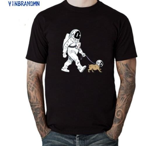 Funny The Walking Astronaut Dog T shirt men SpaceX Spaceship tshirt Cool T-shirt Rocket tshirt homme StarmanX Space dog Tee Tops