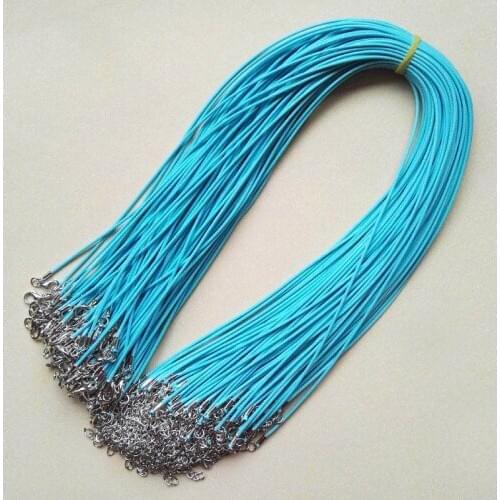 Lobster clasp 1.5mm blue Wax Leather cord necklace rope pendant 45cm with Lobster clasp jewelry diy pendants 100pcs/lot free
