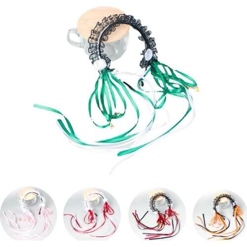 Women Sweet Lolita Hair Bands Girl Cosplay Long Ribbon Headband Maid Lace Headband Hair Hoop Hair Accessories Headwrap