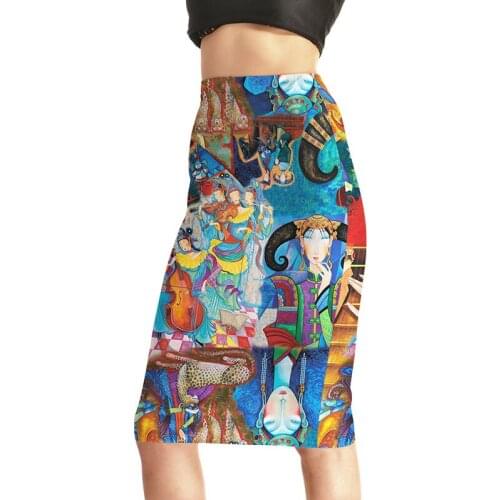 Womens Pencil Skirt 2021 New Print High Waist Slim Skirts Young Girl Summer Package Hip Skirt Female Falda Large Size S-4XL