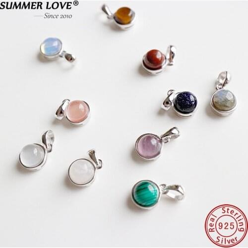 Summer Love S925 Natural Stone Geometric Agate Labradorite Crystal Pendants for Women Jewelry Making DIY Necklace Dropshipping