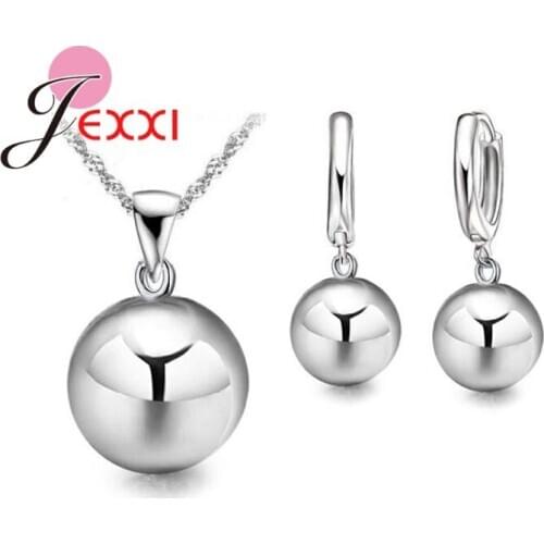 New Drop Shipping Authentic 925 Sterling Silver Pendant Necklace & Earrings For Woman Elegant Bridal Wedding Jewelry Set