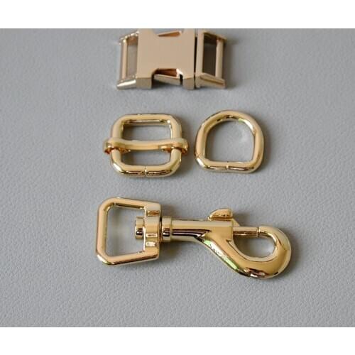 10set 15mm Metal adjuster button belt straps slider breakaway release buckle spring hook diy dog collar leash sewing accessories