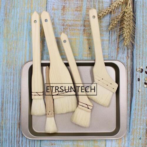100pcs Wooden Handle Wool Brush Pastry Bread Butter Brush Cooking Basting Tools Roast Meat Kitchen Tool BBQ Utensil