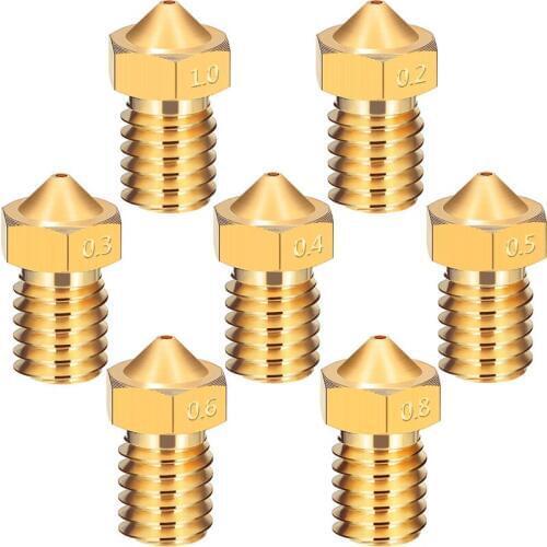 100Pcs V5 V6 Nozzle 0.4mm 0.3mm 0.2mm Copper 3D Printers Parts Extruder Threaded 1.75mm Filament Head Brass Nozzles Part