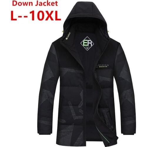 10XL 8XL 6XL Brand Men Clothing Winter New Dow n Jacket Fashion Slim Hooded Thick Warm White Duck Down Long Coat and Parka Male