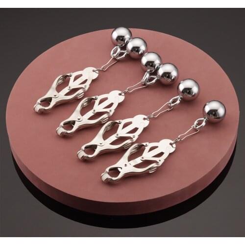 2/4 Metal Heavy Balls Nipple Clamps For Women Breast Sex Toys Bdsm Nipples Clips with Pendant Adult Games For Couples Sex Tools