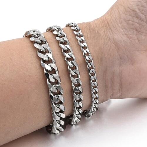 2021 New Simple Cuban Bracelet Couple Punk Bracelet Mens And Women Wide Bracelet Student Hip Hop Jewelry Stainless Steel