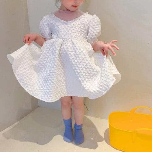 2021 Summer Girls White Dresses Children Toddler Clothes Little Girls Cotton One Piece Childrens Clothing Korean Girls Dress