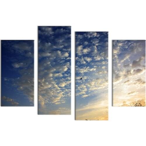4PCS HD oil painting The sky clouds of birds Wall Art Home Decoration Living Room Print On Canvas Modern oil Painting