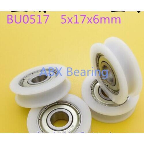 5mm U groove ball bearing BU0517 window and door bearing 5x17x6mm Guide black Pulley Sealed Rail