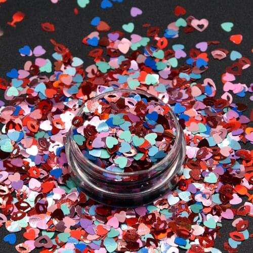 Glitter Accesorios Nails Sequins Glitter Nail Supplies Holographic Color Love Heart Gel Nail Manicure Decoracion Uñas