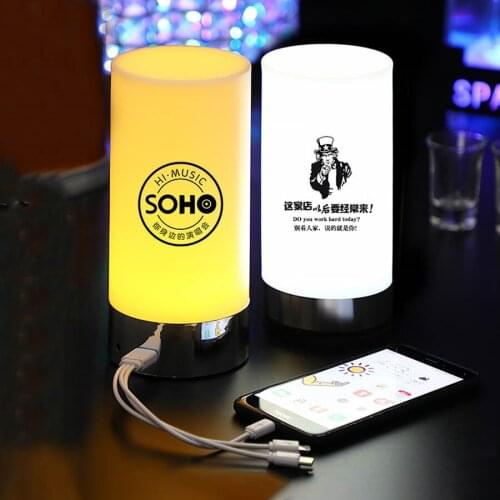 Cylinder LED Rechargeable Bar Table Lamp Anti-fall bar KTV Cafe Restaurant Desk Table Night Light Creative Candle Light