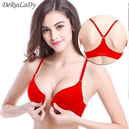 DeRuiLaDy New Anterior Cingulate Women Bra Thin Section Girls Y-type Backlight Beauty Sexy Bra Smooth Cups Push Up Underwear