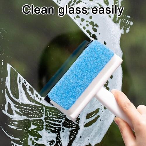 2-in-1 Double Sided Window Squeegee Sponge Bathroom Window Glass Scraper Wall Tile Cleaning Brush Wiper Cleaner