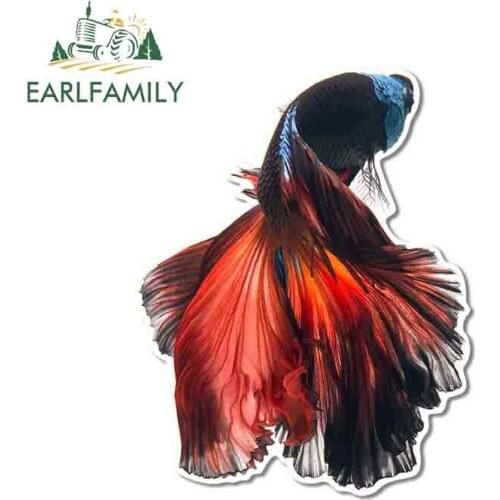 EARLFAMILY 13cm x 12.8cm for Betta Fish Waterproof Car Stickers Family Personality Surfboard Suitcase Decal Scratch-proof Decor