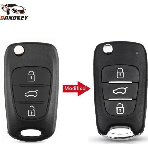 Dandkey Modified 3 Buttons Flip Car Remota Key Case Shell For Hyundai I30 IX35 KIA Rio K2 K3 K5 Ceed Cerato Sportage Key Cover