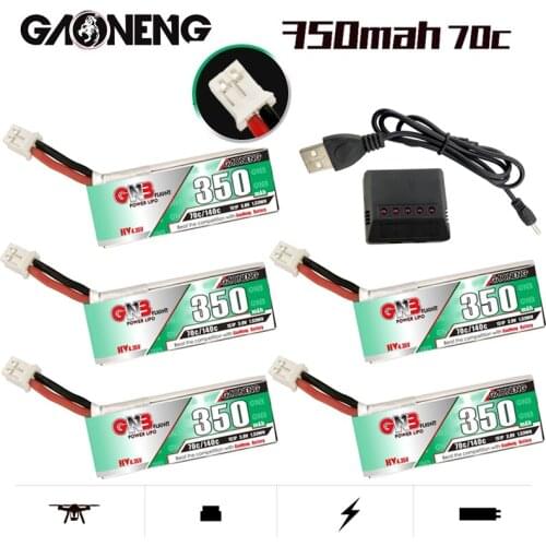 GAONENG 3.8V 350mAh 70C/140C 1S HV Lipo Battery PH2.0 With Charger for BetaFPV 65S UK65 Blade Inductrix UR65 Tiny Whoop Drone