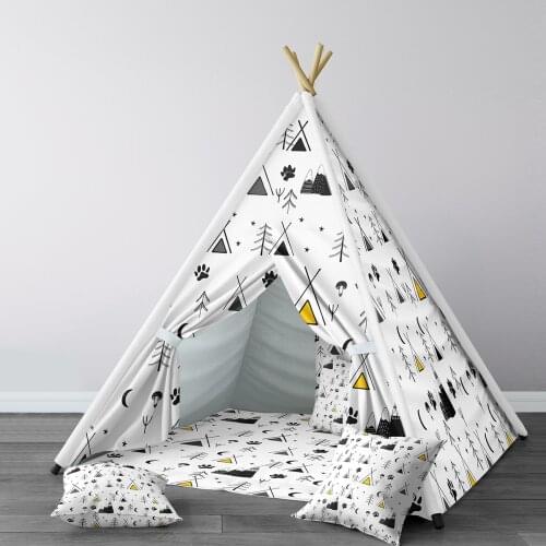 Play Tent for Kids Wigwam Portable Indoor Playground Tents Children Bedrooms Wild Life Tent White Model 052